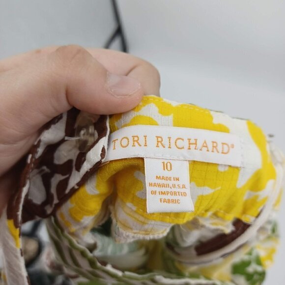 Tori Richard Floral Print Button Front Tank Top Women's 10 Preppy Boho Beach - Picture 6 of 10